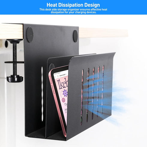 Desk Side Storage, Under Desk Laptop Mount with Hanging File Organizer and Magnetic Pen Holder for Office