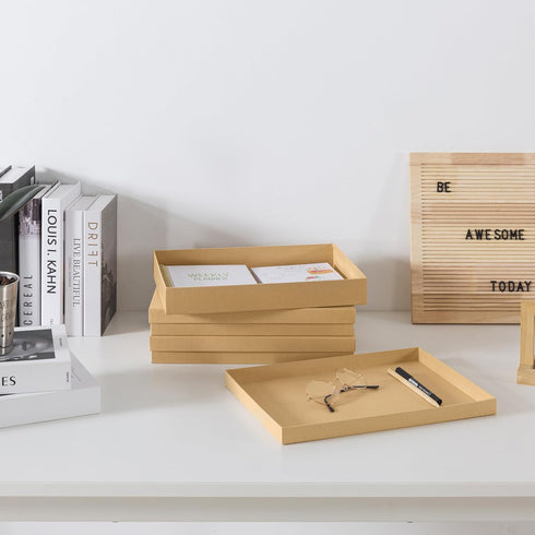 Soul & Lane Set of 3 Kraft Paper Document Storage Boxes, Versatile Organizer for Home & Office, Stackable for Files