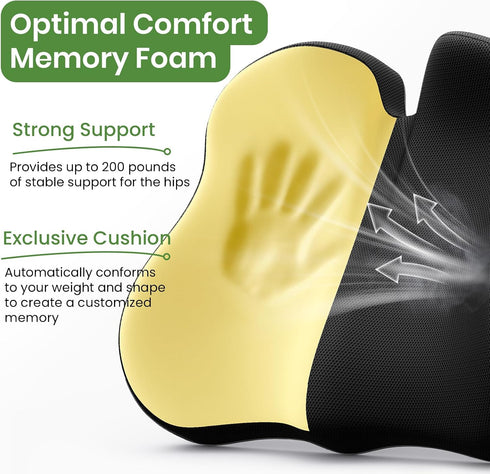 A-Pce Seat Cushion-Large Memory Foam Cushion for Office Chair-Sciatica & Lower Back & Coccyx Pain Relief-Coccyx Cushion