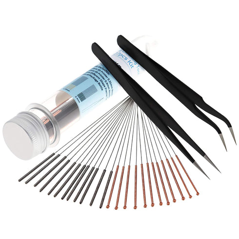 3D Printer Nozzle Cleaning Tool Kit with 27pcs Accessories, 0.4mm 0.35mm Needles, Tweezers, and Drill Bits