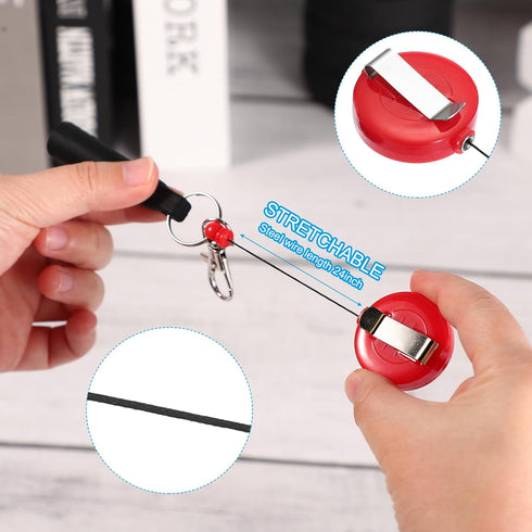 4 Pack PATIKIL Retractable Pen Holder, Pull Pen Pencil Holder Elastic Silicone Grip Pencil Holder for Woodwork
