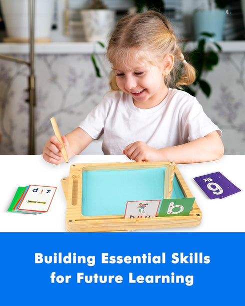 Sand Tray for Classroom - Montessori Sand Writing Trays with Lid, Wooden Tracing Tray for Kids Learn to Write Letters