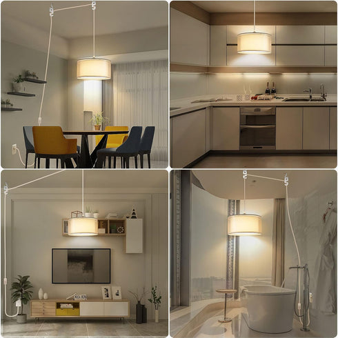 SLYYMY 15FT Plug in Pendant Light, White Cord Hanging Lights with Plug in Cord, Hanging Light with On/Off Switch