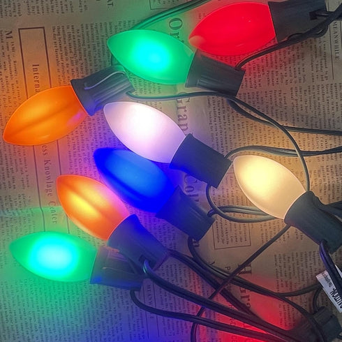 Abeja 25 Pack Multicolor C9 LED Christmas Light Bulbs, C9 LED Replacement Bulbs Fits E17 Intermediate Base, 0.6 Watts