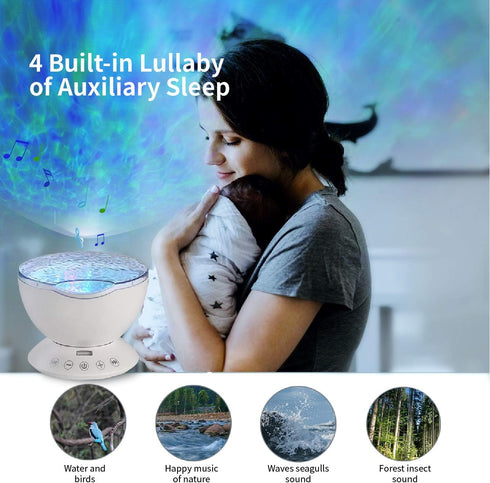 8 TOMNEW Ocean Wave Projector Sound Machine, Night Light Projector with Remote Control Timer Colors LED Lighting Modes