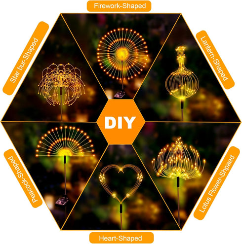 Galavasen 150LED 8 2Pack Solar Fireworks Lights for Outside, Modes Fireworks Solar Lights Outdoor, Fairy Garden Flowers