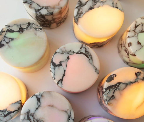 ADONJBISG Dimmable Natural Marble Night Light for Bedroom, Wireless Charging Touch Bedside Lamp, Color Changing Ambient