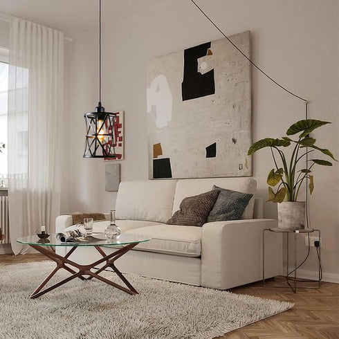 Laihezz Plug in Pendant Light, Hanging Light Fixture with Plug in Cord, Metal Black Hanging Lights with Plug in Cord