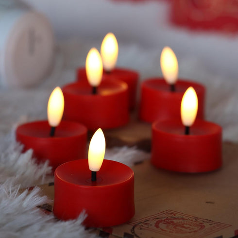 6 Pack CANDLE CHOICE Battery Operated Flameless Tea Lights Realistic Black Wick Bright Flickering LED Tealight Candles