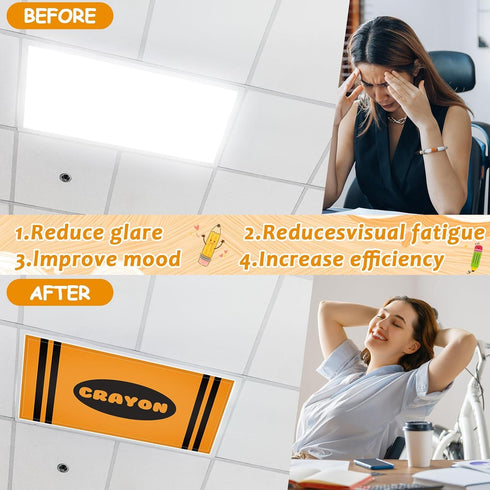 8 80 4 2 Pcs Fluorescent Light Covers with Magnets Decorative for Classroom Ceiling Lights x Feet Magnetic Light Cover