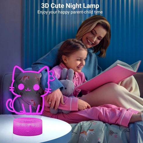 Glowix 16 Dimmable Cat Night Light, Cute Night Light, Color Change Decor Lamp, Touch & Remote Control Sleep Light, Kids