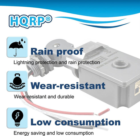 2-Pack HQRP Photocell Thermal Type Light Sensor Stem and Swivel Mount Dusk to Dawn Hardwired Switch Photoelectric