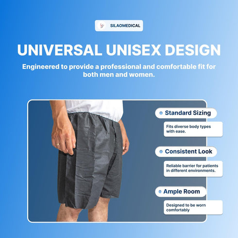 10 Pcs Disposable Shorts Medical with Elastic, SMS, Fluid Resistant, Unisex, Latex Free, Non-Sterile, for Clinics