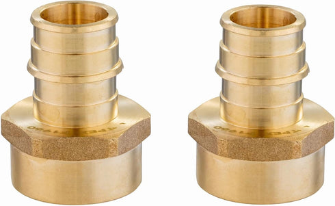 EFIELD Pex A Full Flow Expansion Brass Fittings, 1 inch x 1 inch Female NPT Adapter, Pack of 2