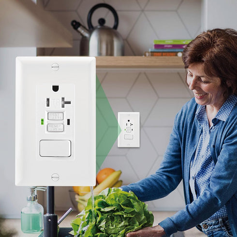 GFCI Outlet, Tamper Resistant GFCI Receptacle with Combination Switch, ETL Listed, White (TR20Amp)