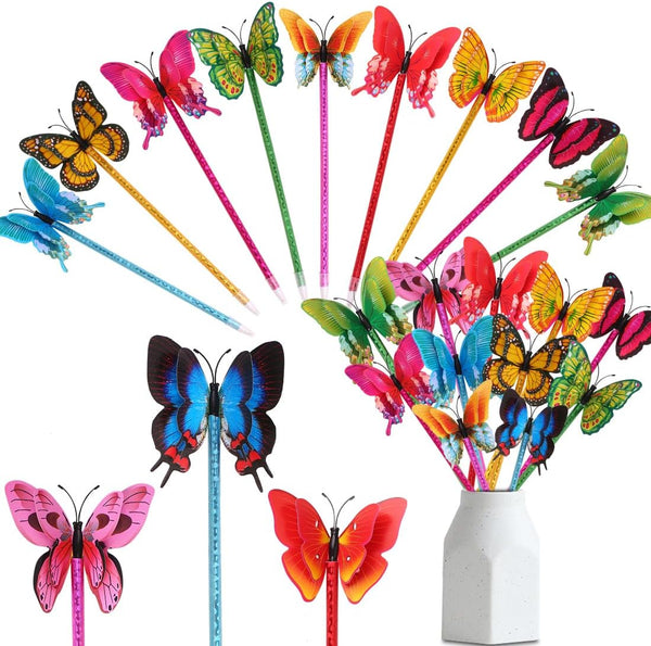 Leery 12 Pieces 3D Butterfly Ballpoint Pens, 0.5mm Random Black Ink for School Office Supplies Home Decor