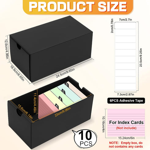 aopule 10Packs 4x6 10000 4''x6'' Index Card Box,Index Card Organizer Box with Lid,Hold Cards,Black Recipe Holder
