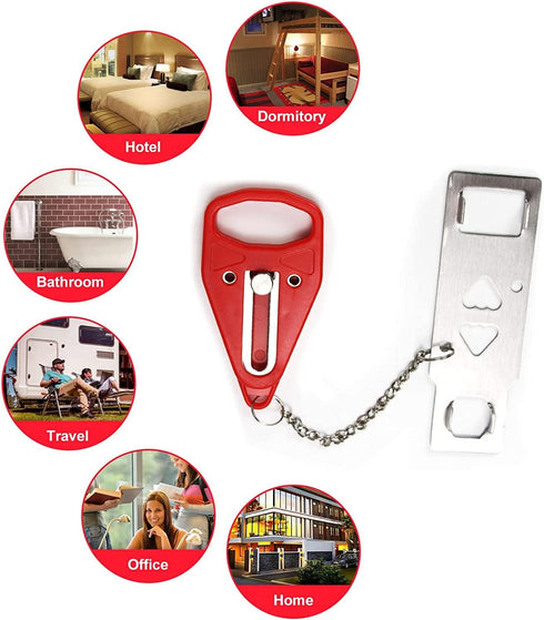 2Pack Portable Door Lock Extra Lock for Additional Privacy and Safety in Home,Hotel and Apartment,Prevent Unauthorized