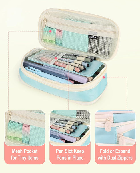 GUGUKUKU 56 Set 0.5-0.7mm, PCS Aesthetic School Supplies Cute Stationary with Pencil Case, Inspirational Ballpoint