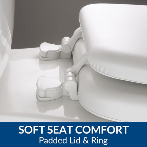 Mayfair Padded Toilet Seat, Cushioned Soft Vinyl over Wood Core Seat, Secure Hinges, Easy Clean, Made in USA
