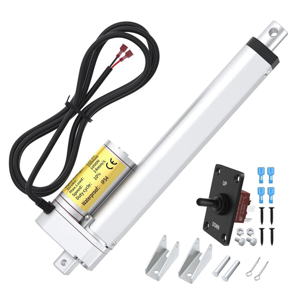 12 Volt Linear Actuator 1000N 8 Inch Stroke 200MM Heavy Duty with Reverse Polarity Switch, IP54 Waterproof