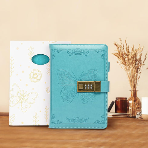 Billtigif Diary with Lock, Journal for Women Girls, Vintage Lock Journal, Refillable Personal Notebook, 5.3" x 7.8",