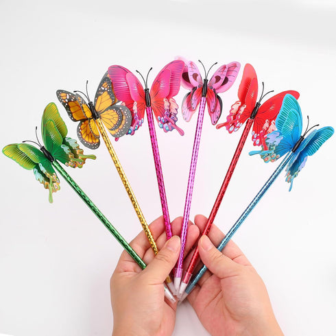 Leery 12 Pieces 3D Butterfly Ballpoint Pens, 0.5mm Random Black Ink for School Office Supplies Home Decor