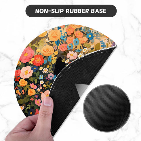 ITNRSIIET Mouse Pad, Premium-Textured Waterproof Round Mouse Mat with Stitched Edge, Non-Slip Rubber Base, 8.7×8.7