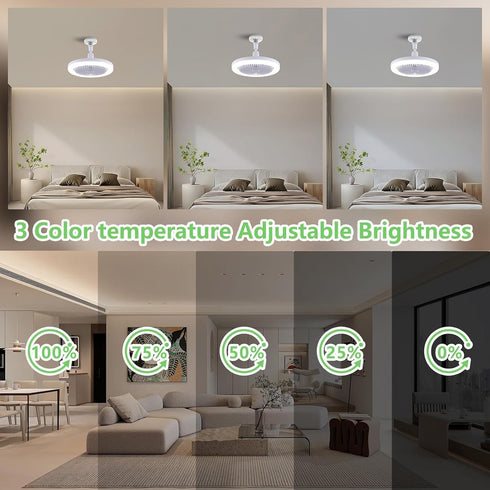 beogan Light Socket Fans with Lights and Remote - LED Socket Fan Light, Quiet Ceiling Fan for Kitchen Bathroom Store