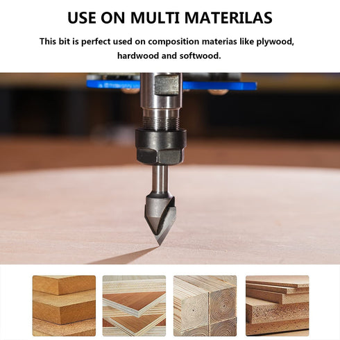 45 1/4 1/2 Inch SpeTool Degree V Groove Router Bit Carbide Tip V Bit with Shank Cutting Diameter CNC Woodworking
