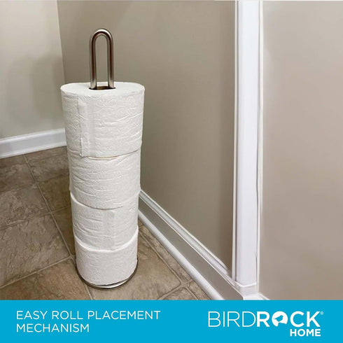 INTERNET'S BEST Stainless Steel Toilet Paper Holder Reserve - Modern Vertical Stand Tissue Dispenser - Brushed