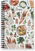 Boho Farmer's Market Notebook, 5.5" x 8.5" Spiral Watercolor Cookbook, 120 Recipe Pages, Durable Twin Loop Cover