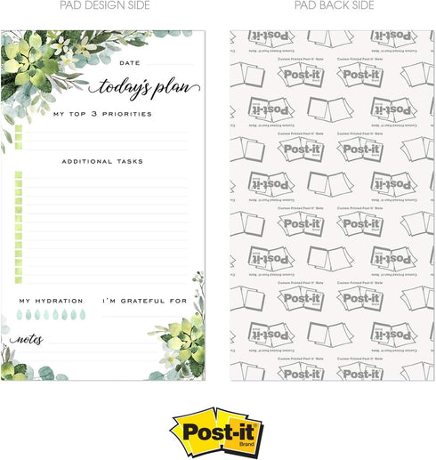 Boho Greenery Sticky Note Daily To-Do Planner, 50 Pages for Daily Tasks, Notes, Scheduling (6" x 10")