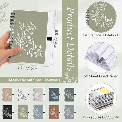 Janlaugh 20 Sets Inspirational Notebooks with Sticky Notes, Ballpoint Pens, Boho Aesthetic Journals