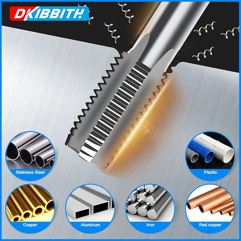 5-Piece NPT Pipe Tap Set, 1/8", 1/4", 3/8", 1/2", 3/4", Carbon Steel Hand Threading Plumbing Tools
