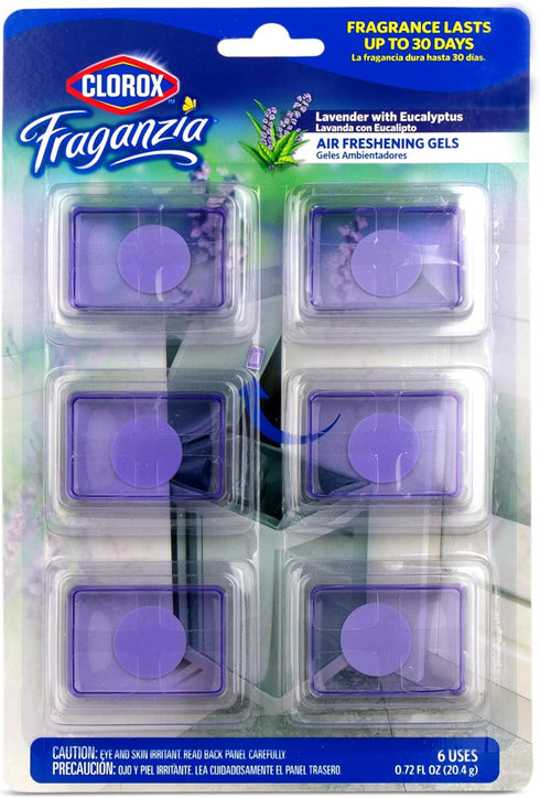 Clorox Fraganzia Stick-On Gel Fresheners, Lavender with Eucalyptus Trash Can Deodorizer Up