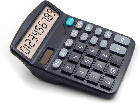 OFFDIX Office Desktop Calculator - Solar and Battery Dual Power, Portable 12 Digit Large LCD Display