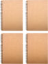 YYaaloa 4pcs A5 Ruled Spiral Notebooks, Brown Soft Cover, 120 Pages, 5.7" x 8.3" Cream Paper