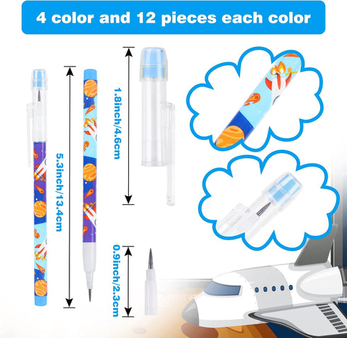 Kolewo4ever 48pcs Space Multi Point Pencils Fun Astronaut Pencils Planet Rocket Space Ship Pencils Non Sharpening Pop up Pencil for Classrooms, Student Reward, Space Party Favors by Kolewo4ever