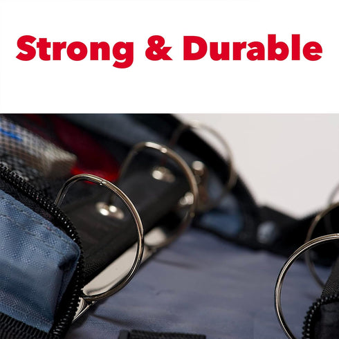 Case-it The Dual 2-in-1 Zipper Binder - Two 1.5 Inch D-Rings, Pencil Pouch, Multiple Pockets, Midnight Blue