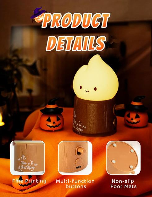 WANIDEA Flameless Candles Lamp, Cute Night Light,Torch Stump Light, LED Tea Lights Candles Rechargeable Night