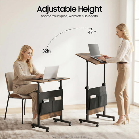 Jiabailie 24 Adjustable Height Mobile Standing Desk,Rolling Computer Stand,Computer Workstation,Portable Laptop