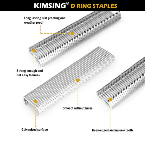 HR-22 15 Gauge 3/4'' Crown Galvanized D-Rings Hog Rings D Ring Staples for HR22 Plier, 1600 PCS/BOX