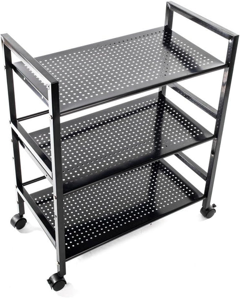 Odthelda 3 Metal Rolling Utility Cart with Wheels Tiers Multi-Functional Storage Cart Home Office Kitchen Island