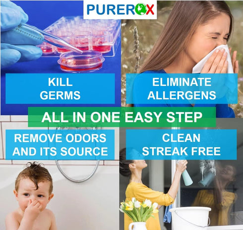 disinfectant (16oz, 3pk) Eliminate 99.99% viruses, bacteria, and fungi, PUREROX Hypochlorous HOCL