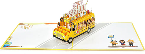 CUTPOPUP Back to School Card Pop Up, Handmade 3D Bus Birthday Greeting Card (School Bus)
