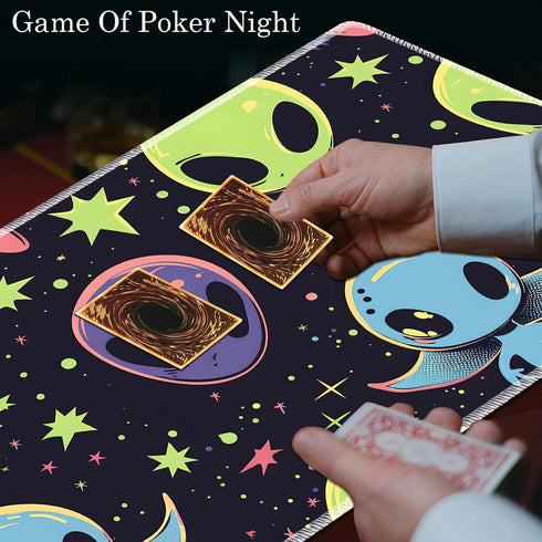 VSOJSOJKE 24" 14" MTG Play Mat, x TCG Card Play Mat, Surface with Smooth Stitched Edge, with Storage Bag, Alien Theme