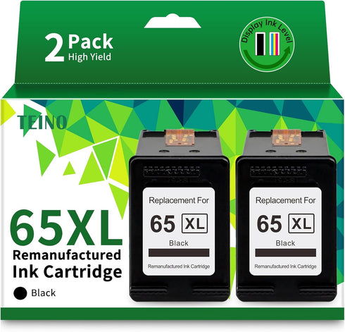 TEINO 65XL Remanufactured Black Ink Cartridge Replacement for HP 65 for Envy 5055 5052 DeskJet 3755 3772 3700 2655 3752
