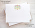 Designing Moments Monogrammed 25-16 Custom Mardi Crest Monogram Flat Cards, Watercolor Mardi Gras Green and Purple