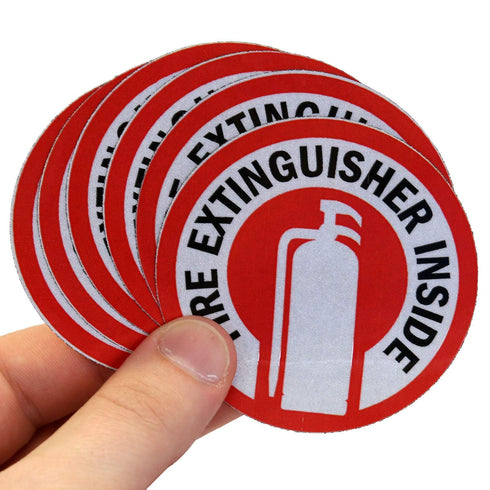 SmartSign Fire Extinguisher Inside Stickers, 2.75" x 2.75" Reflective Labels with Aggressive Adhesive, Pack of 6